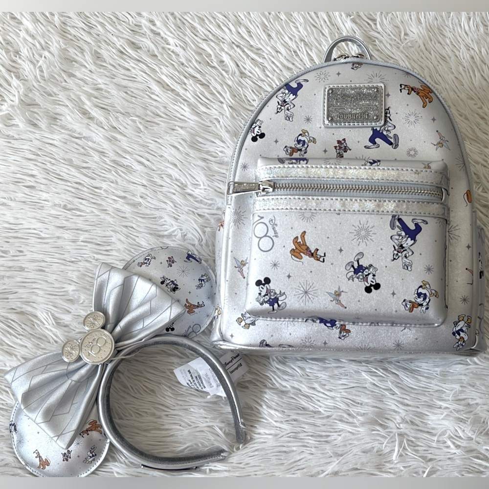 2pc NWT Disney 100 Celebration Mickey & Friends Loungefly Mini Backpack retired - Picture 3 of 12